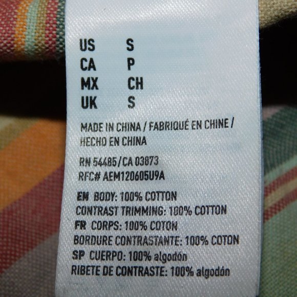 American Eagle Men S 1/4 Button Pullover Long Sleeve Striped Button Down Shirt - Picture 4 of 10